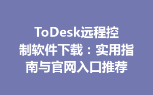 ToDesk远程控制软件下载：实用指南与官网入口推荐-ToDesk官网_远程控制