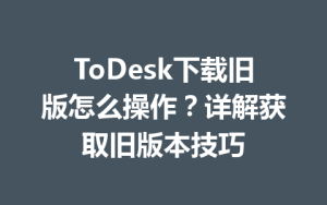 ToDesk下载旧版怎么操作？详解获取旧版本技巧-ToDesk官网_远程控制