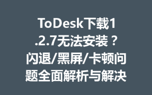 ToDesk下载1.2.7无法安装？闪退/黑屏/卡顿问题全面解析与解决-ToDesk官网_远程控制
