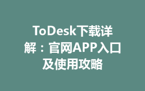 ToDesk下载详解：官网APP入口及使用攻略-ToDesk官网_远程控制