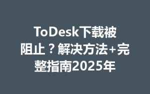 ToDesk下载被阻止？解决方法+完整指南2025年-ToDesk官网_远程控制