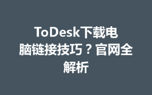 ToDesk下载电脑链接技巧？官网全解析-ToDesk官网_远程控制