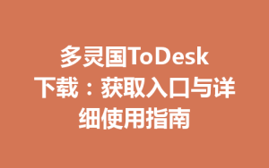多灵国ToDesk下载：获取入口与详细使用指南-ToDesk官网_远程控制